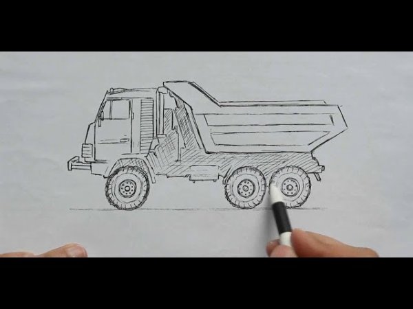 Поэтапное рисование машин КАМАЗ