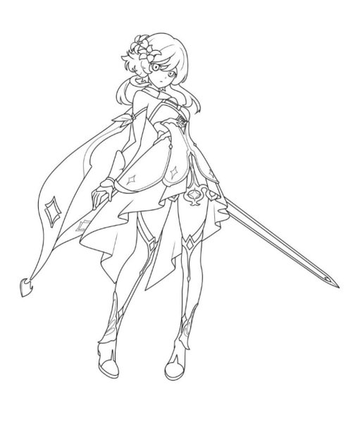 Раскраска Геншин Импакт кли