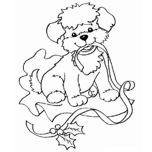 Новогодняя собачка раскраска