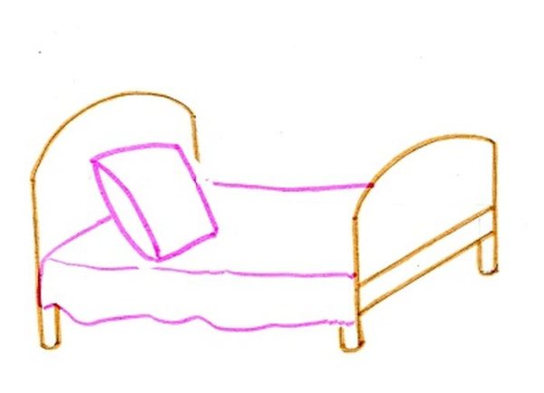 Кровать рисунок карандашом