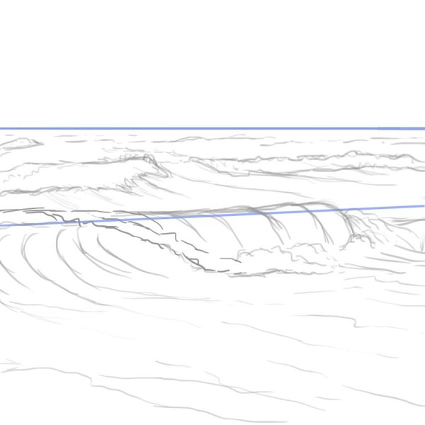 Волны рисунок карандашом