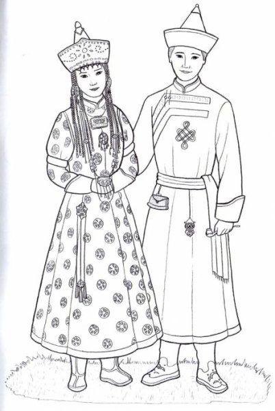 Калмыцкий национальный костюм раскраска