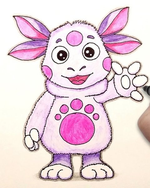 Герои из мультфильма Лунтик для срисовки