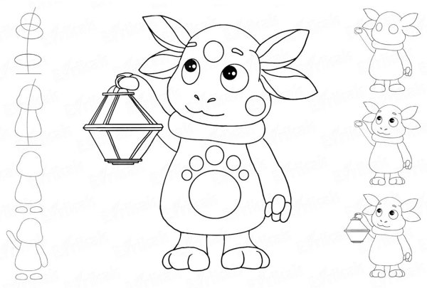 Лунтик карандашом для срисовки