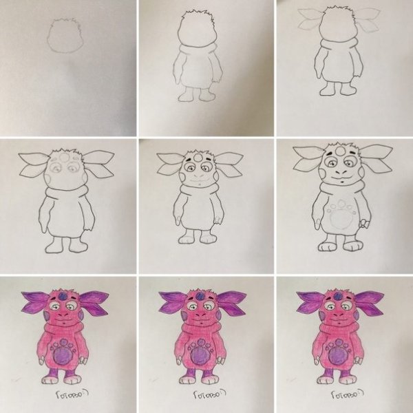 Рисунки для срисовки Лунтик