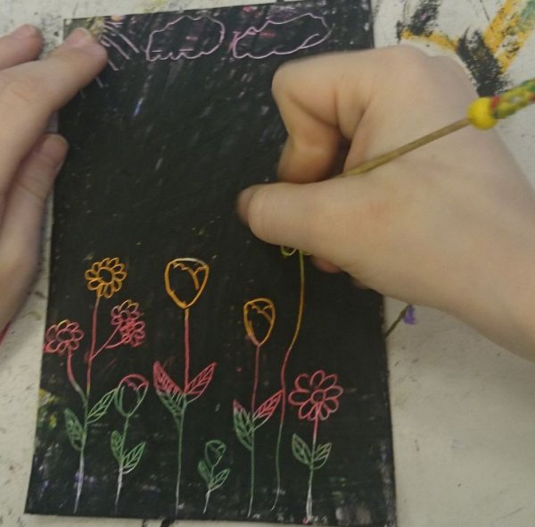 Граттаж Жар птица