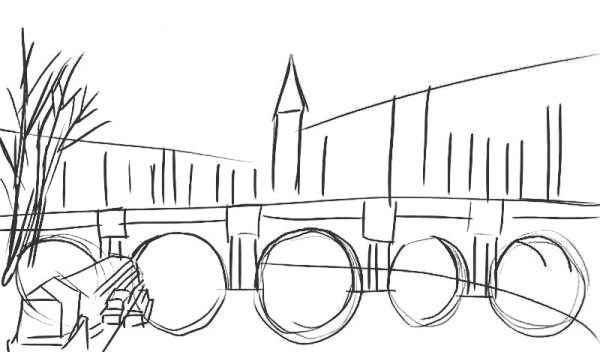 Город рисунок карандашом