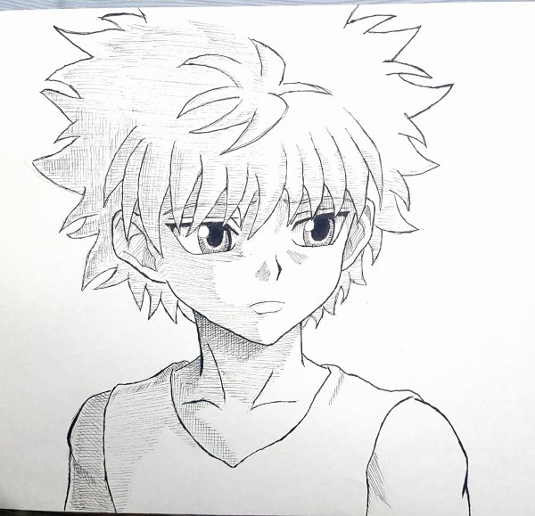 Киллуа Золдик черно белое