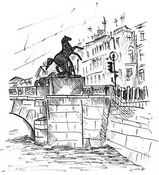 Аничков мост СПБ вектор