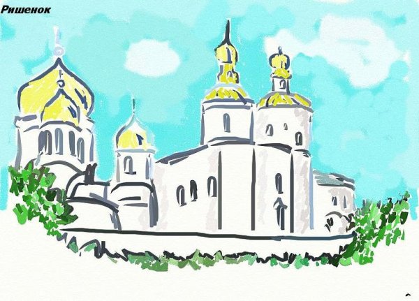 Церковь рисунок карандашом