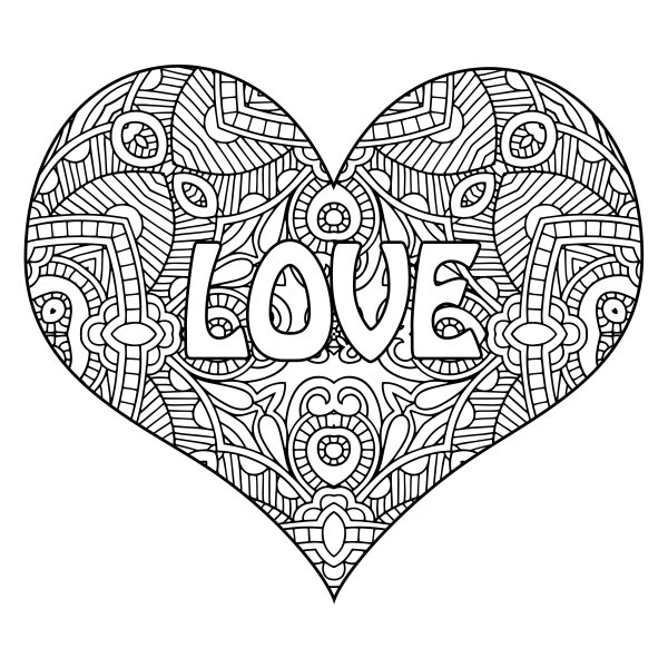 Валентинки антистресс раскраски