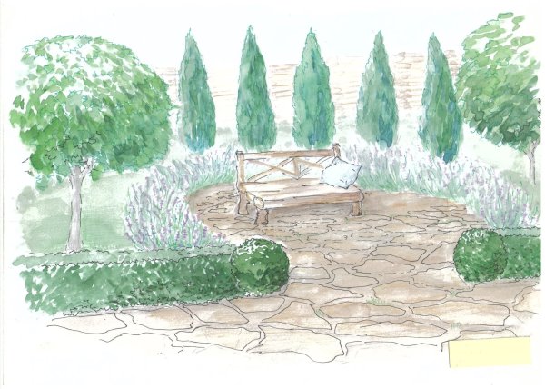 Сад набросок карандашом