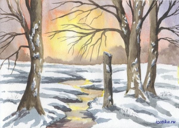 Пейзаж ранней весны для детей