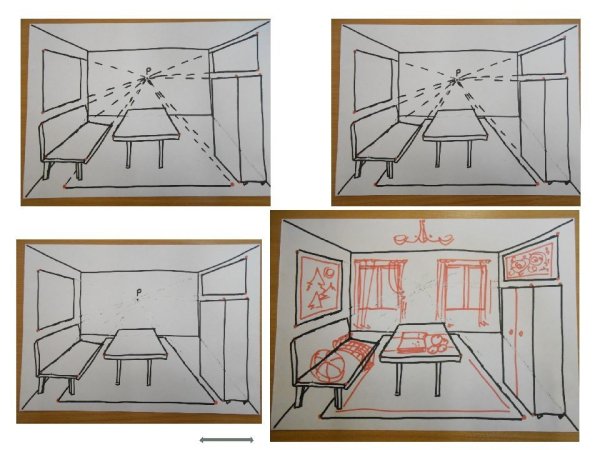 Комната для рисования черно белая