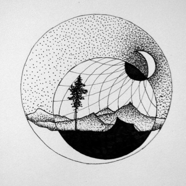 Графические рисунки гелевой ручкой