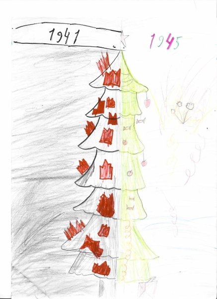 Рисунок первоклассника елка