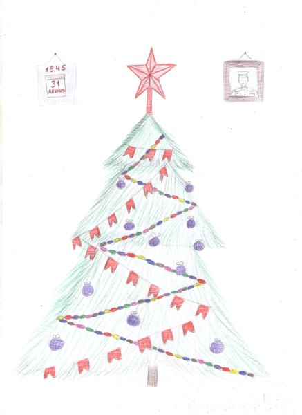 Елка с гирляндой рисунок