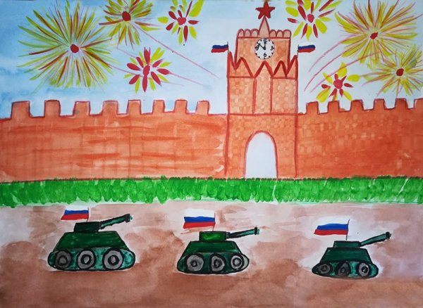 Рисование парад Победы старшая группа