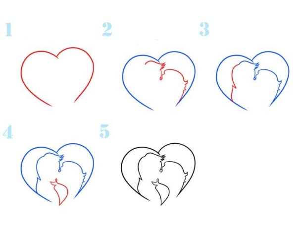 Рисунки простым карандашом про любовь