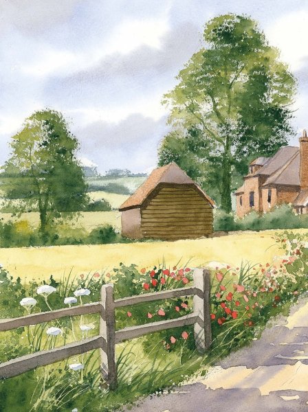 Деревня рисунок карандашом