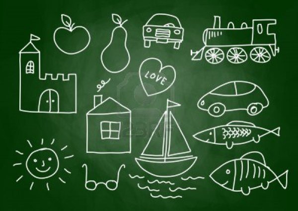 Рисунки мелом на доске