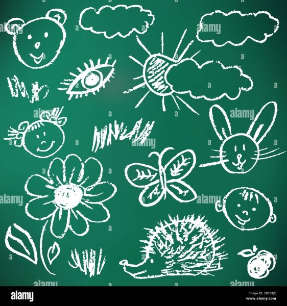 Меловая доска с детским рисунком