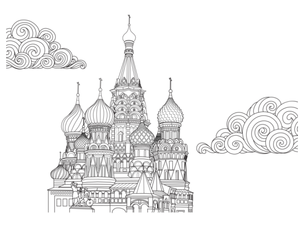 Раскраска храм Василия Блаженного в Москве для детей