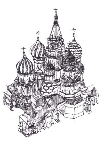 Храм Василия Блаженного набросок