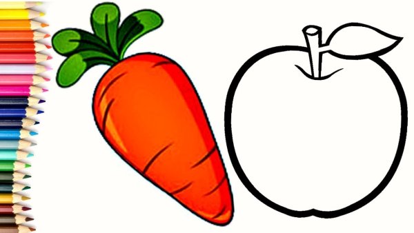 Рисование для детей овощи и фрукты