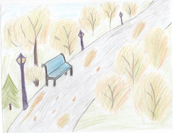 Пейзаж осени карандашом для 4 класса