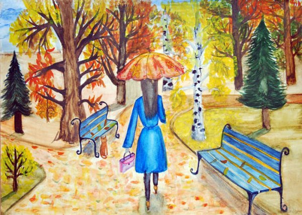 Рисование на тему «парк осенью».