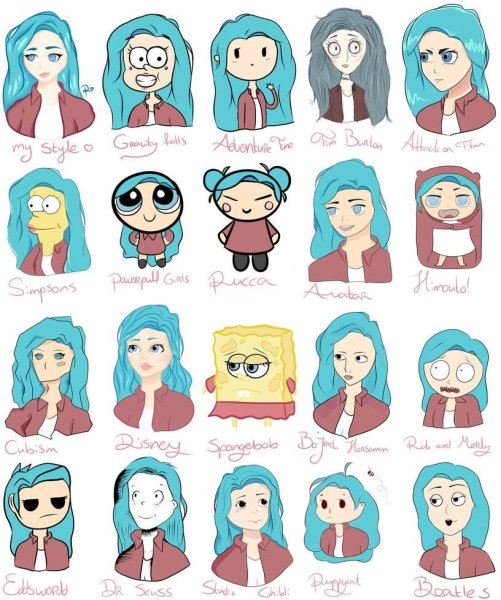 Разные стили рисования людей