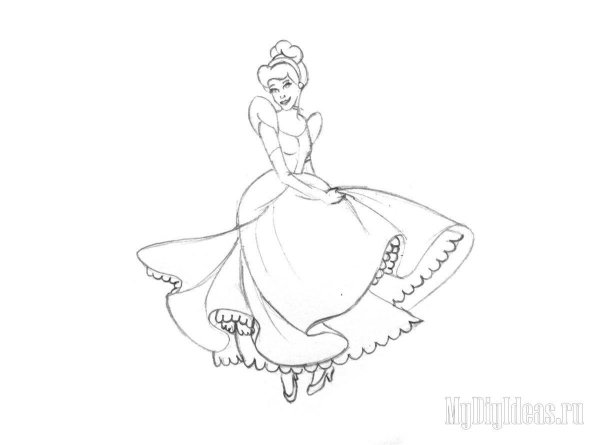Золушка рисунок карандашом для детей для срисовки