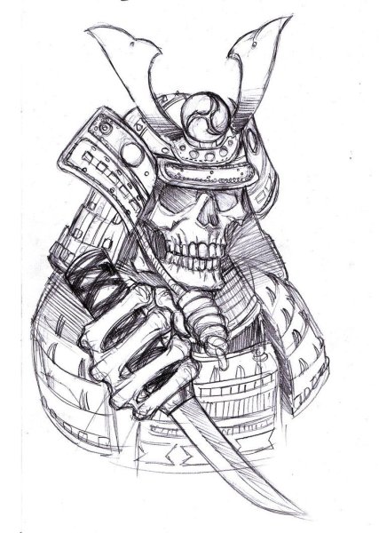 Самурай рисунок карандашом