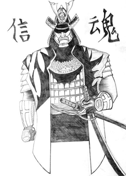 Рисунок самурая карандашом для начинающих