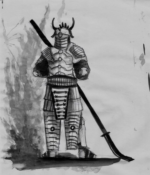 Самурай рисунок карандашом