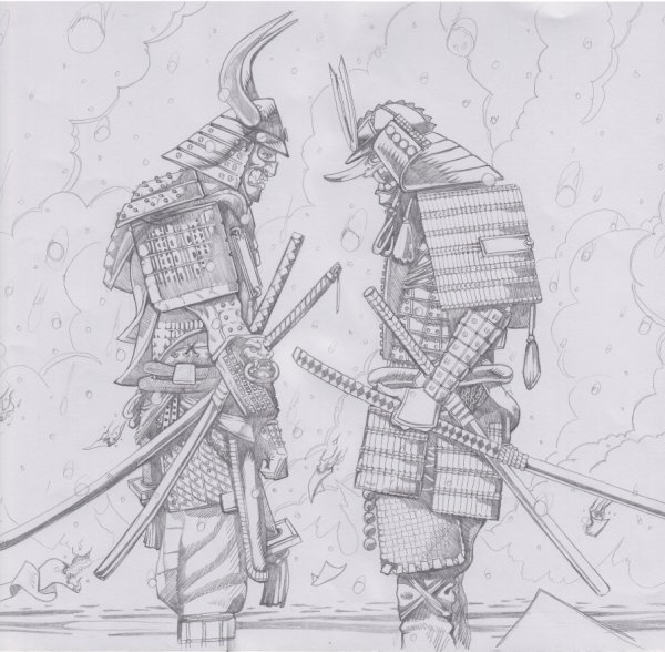 Самурай рисунок карандашом