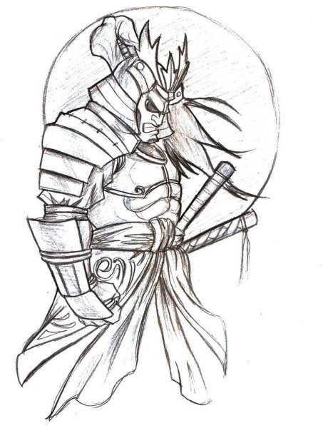 Самурай арт вид сбоку