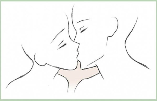 Поцелуй в губы рисунок карандашом