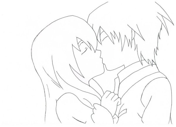 Аниме поцелуй карандашом