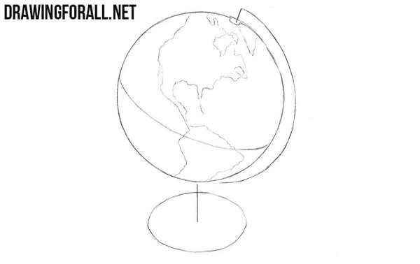 Глобус рисунок карандашом