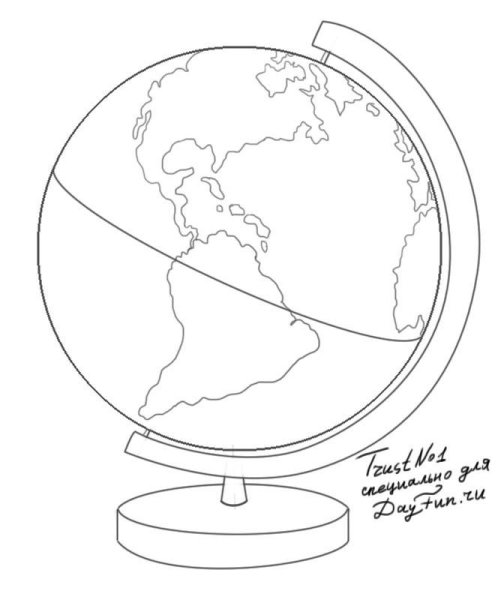 Глобус рисунок карандашом