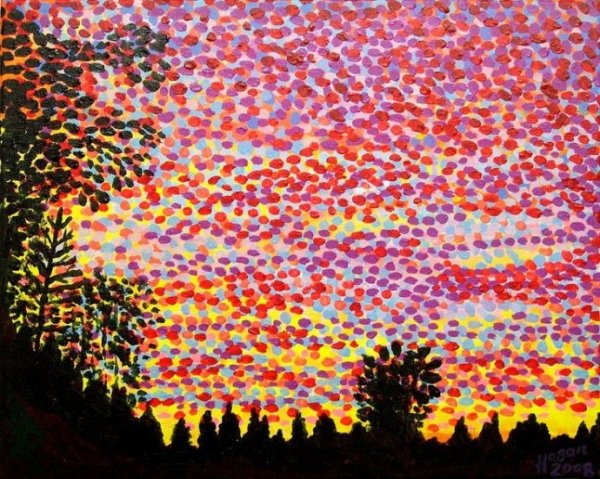 Техника пуантилизм пейзаж