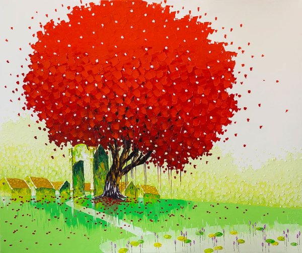 Пуантилизм техника рисования дерева