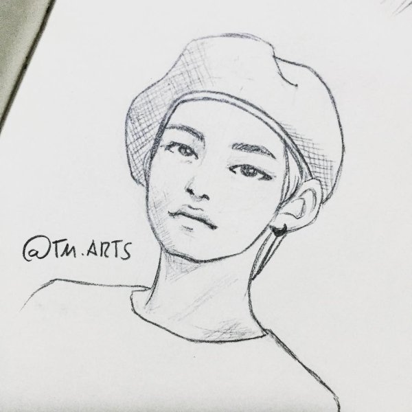 Рисунки BTS легкие Тэхен