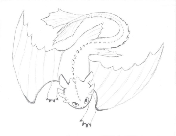 Дракон Беззубик карандашом