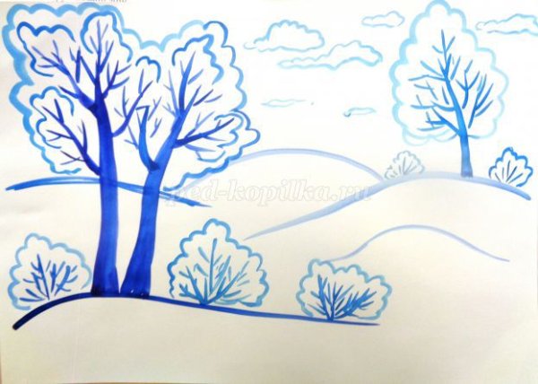 Рисование 6 класс зимний пейзаж