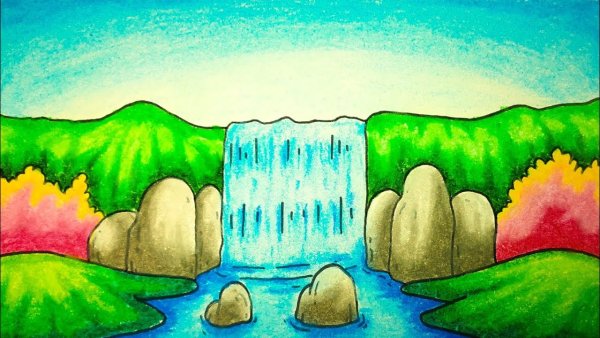 Рисование водопада для детей