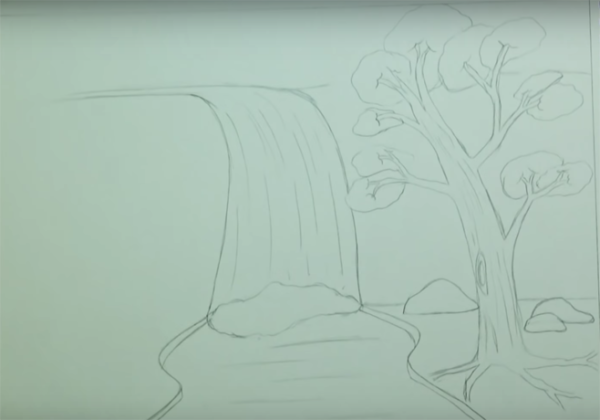 Водопад рисунок легкий