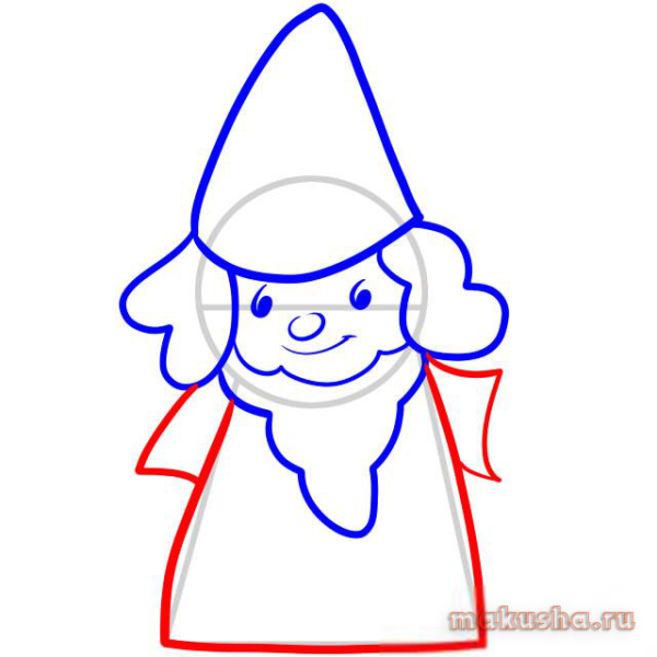 Поэтапное рисование гнома для детей